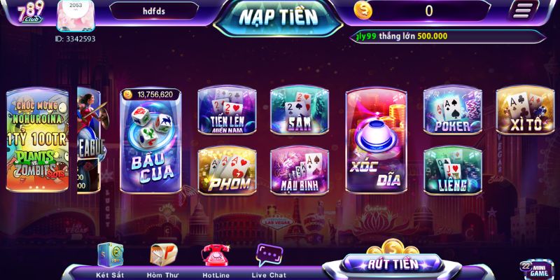 Đa dạng trò chơi để người chơi lựa chọn trên hệ thống 789Club game bài