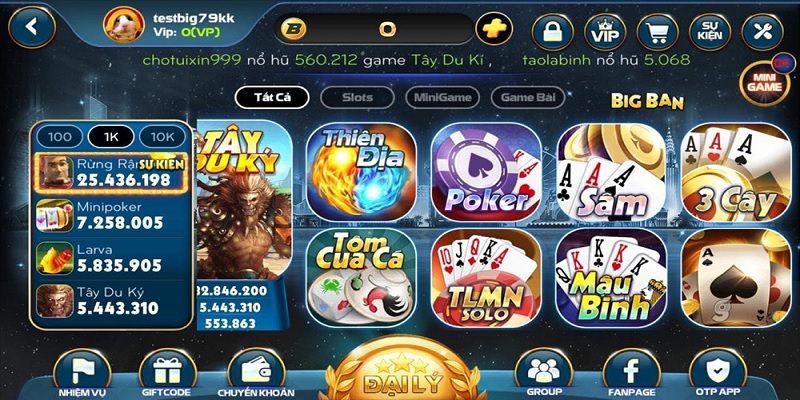 Giao diện của Rikvip game đổi thưởng siêu ấn tượng